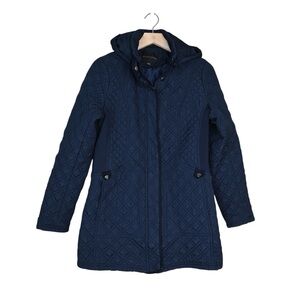 Weatherproof Women's M Navy Blue Quilted Hooded Jacket